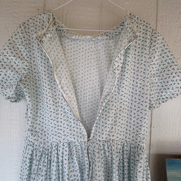 Vintage Blue Ditsy Floral Prairie Dress Large - Picture 8 of 10